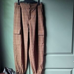 Women's Brown Plaid Cargo Pants